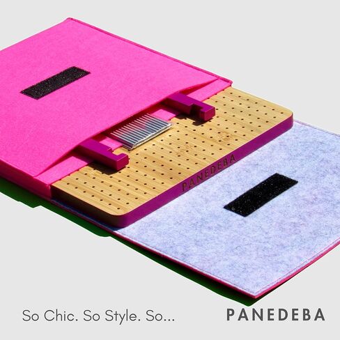 PANEDEBA 11" Bamboo Crochet Blocking Board with Pegs/Pins (16pcs), Granny Square Blocking Boards for Crochet Projects with Vibrant Fuchsia Edges, Adjustable Sticks, Convenient Felt Bag in Saudi Arabia