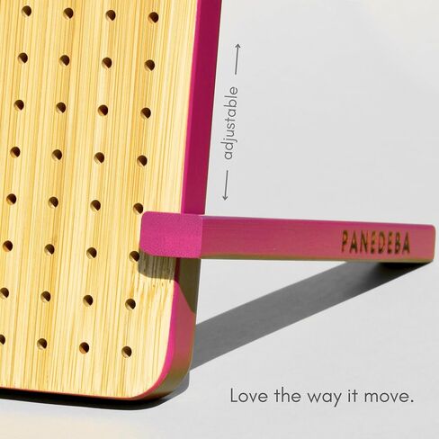 PANEDEBA 11" Bamboo Crochet Blocking Board with Pegs/Pins (16pcs), Granny Square Blocking Boards for Crochet Projects with Vibrant Fuchsia Edges, Adjustable Sticks, Convenient Felt Bag in Saudi Arabia