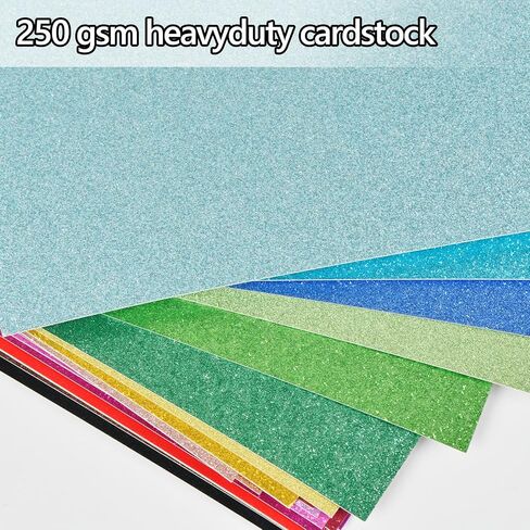 Simetufy Glitter Cardstock, 40 Sheets in 20 Colors, Premium Cardstock for Cricut, Crafts and DIY Projects, Sparkly Paper for Card Making, 250 GSM in Saudi Arabia