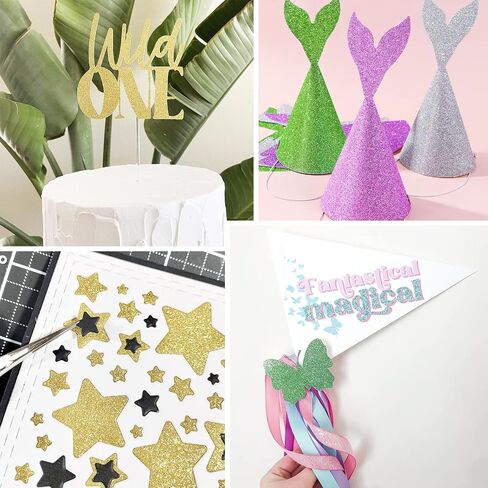 Simetufy Glitter Cardstock, 40 Sheets in 20 Colors, Premium Cardstock for Cricut, Crafts and DIY Projects, Sparkly Paper for Card Making, 250 GSM in Saudi Arabia