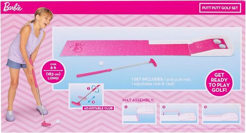 Barbie Kids Golf Game – Putt Putt Golf Set with Putting Mat, Adjustable Putter and 1 Golf Ball – Indoor & Outdoor Mini Golf Toy for Girls, Backyard, Park or Home Play, Ages 6+ in Saudi Arabia