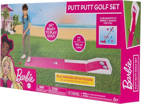 Barbie Kids Golf Game – Putt Putt Golf Set with Putting Mat, Adjustable Putter and 1 Golf Ball – Indoor & Outdoor Mini Golf Toy for Girls, Backyard, Park or Home Play, Ages 6+ in Saudi Arabia
