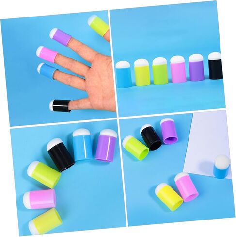 Supvox 30pcs ملونة اللوحة إصبع الإسفنجة Daubers أغطية إصبع الجرافيتي للحرف DIY سهلة تنظيف أدوات الرسم المحمولة in Kuwait