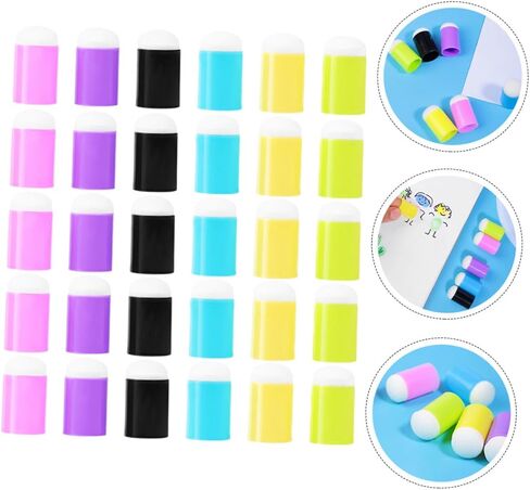 Supvox 30pcs ملونة اللوحة إصبع الإسفنجة Daubers أغطية إصبع الجرافيتي للحرف DIY سهلة تنظيف أدوات الرسم المحمولة in Kuwait