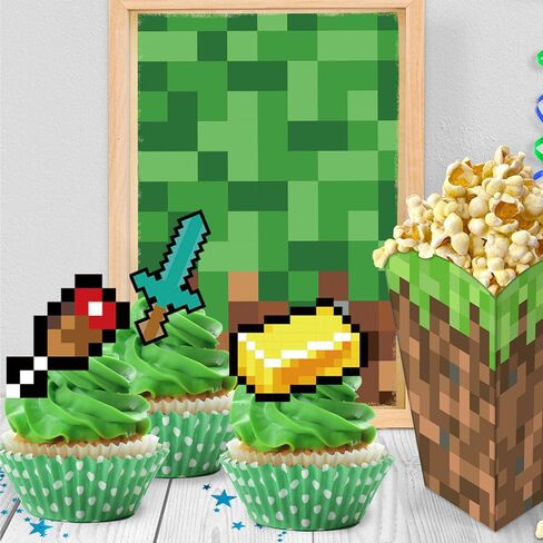Birthday Cupcake Toppers Set,24pcs Party Supplies for Kids Boys Video Game Birthday Cake Decorations in Saudi Arabia
