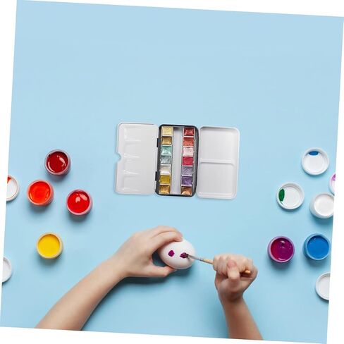 jojofuny DIY Watercolor Iron Palette Box Portable 3-Fold Paint Mixing Tray for Artists Empty Travel Watercolor Box Without Dividers in Saudi Arabia