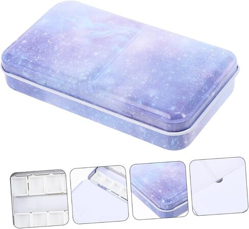 jojofuny DIY Watercolor Iron Palette Box Portable 3-Fold Paint Mixing Tray for Artists Empty Travel Watercolor Box Without Dividers in Saudi Arabia