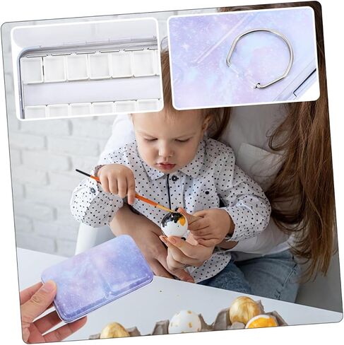 jojofuny DIY Watercolor Iron Palette Box Portable 3-Fold Paint Mixing Tray for Artists Empty Travel Watercolor Box Without Dividers in Saudi Arabia