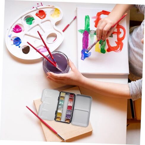 jojofuny DIY Watercolor Iron Palette Box Portable 3-Fold Paint Mixing Tray for Artists Empty Travel Watercolor Box Without Dividers in Saudi Arabia