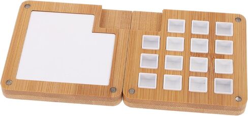 Artibetter 15Grid Wooden Watercolor Palette Compartment Mixing Case Plantable Plan in Saudi Arabia