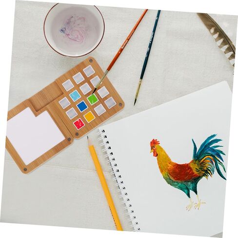 Artibetter 15Grid Wooden Watercolor Palette Compartment Mixing Case Plantable Plan in Saudi Arabia