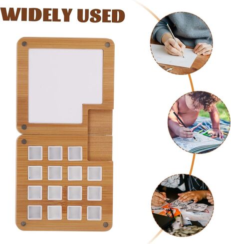 Artibetter 15Grid Wooden Watercolor Palette Compartment Mixing Case Plantable Plan in Saudi Arabia