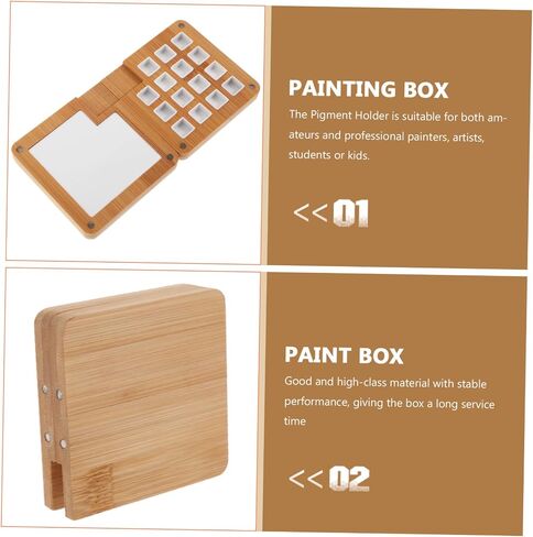 Artibetter 15Grid Wooden Watercolor Palette Compartment Mixing Case Plantable Plan in Saudi Arabia