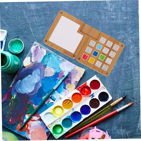 Artibetter 15Grid Wooden Watercolor Palette Compartment Mixing Case Plantable Plan in Saudi Arabia