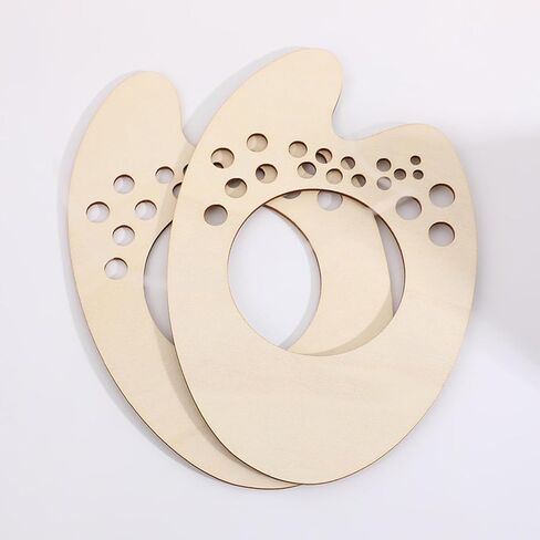 Wooden Paint Palette with Thumb Holder, Oval Artist Paint Mixing Tray with 20 Brush Holes and Pencil Storage, 4.13x4.25x4.33 Inch Painting Tool for Children and Artists in Kuwait