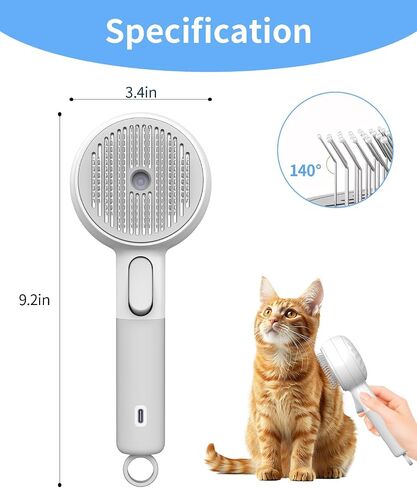 Cat Steam Brush, Cat and Dog Steam Brush, for Shedding with Release Button, 2 Speed Adjustable Spray USB Rechargeable Pet Grooming Supplies, for Dogs and Cats Pet Hair in Saudi Arabia
