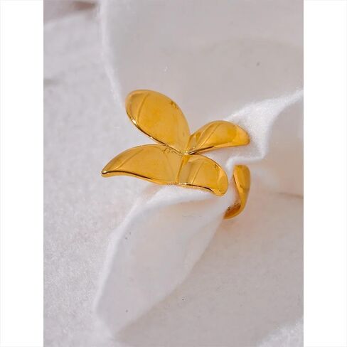 Exquisite Stainless Steel Butterfly Ring - Waterproof 18K PVD Plated Metal Fashion Finger Jewelry (Steel) in Saudi Arabia