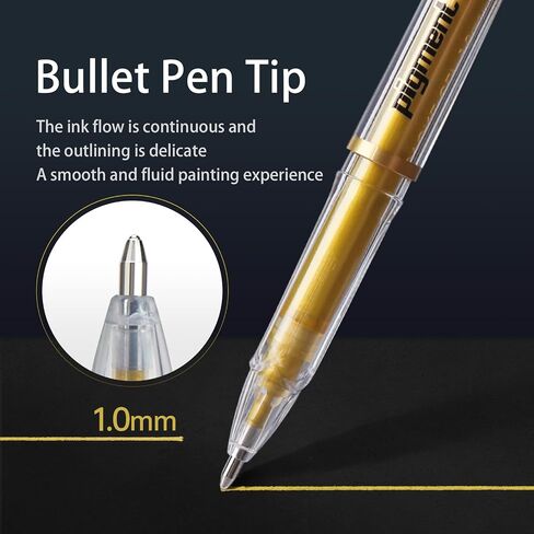 Gold Silver White Ink Gel Pens, 1mm Medium Fine Point, Opaque archival Ink Pen for Dark Paper Drawing,Sketching, Illustration, Card Making, Bullet Journaling (Assorted Color - 6 Packs) in Saudi Arabia