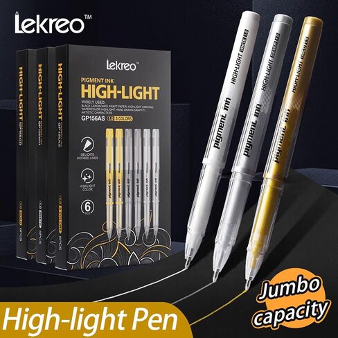 Gold Silver White Ink Gel Pens, 1mm Medium Fine Point, Opaque archival Ink Pen for Dark Paper Drawing,Sketching, Illustration, Card Making, Bullet Journaling (Assorted Color - 6 Packs) in Saudi Arabia