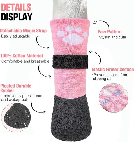 Beautyzoo Anti Clip Dog Socks Boots ، أحذية الكلاب للأمطار الساخنة/الباردة للثلج ، الجوارب المقاومة للماء ، حامية مخلب للأرضية الصلبة ، تمنع لعق صغير متوسط ​​كبير الكلاب القديمة الكبيرة الكبيرة in Saudi Arabia