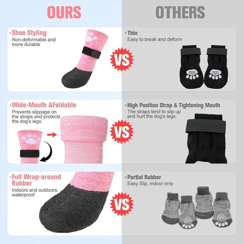 Beautyzoo Anti Clip Dog Socks Boots ، أحذية الكلاب للأمطار الساخنة/الباردة للثلج ، الجوارب المقاومة للماء ، حامية مخلب للأرضية الصلبة ، تمنع لعق صغير متوسط ​​كبير الكلاب القديمة الكبيرة الكبيرة in Saudi Arabia