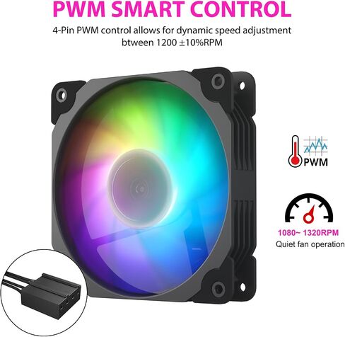 Vetroo SA-140 3-Pack 140mm Addressable RGB & PWM Motherboard Sync Computer PC Cooling Fans with Controller Low Noise High Performance 4-Pin 1200 RPM Hydraulic Bearing - White in Kuwait
