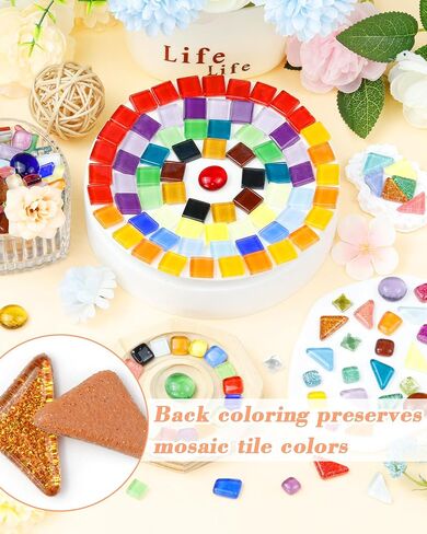 Fiveizero 420g Mosaic Philes for Harps - 280pcs مجموعات الفسيفساء الزجاجية ، الأشكال المختلطة قطع زجاجية للفن ، بلاط الفسيفساء الصغير غير المنتظم لمشاريع DIY ، الديكور المنزلي (MIX) in Kuwait