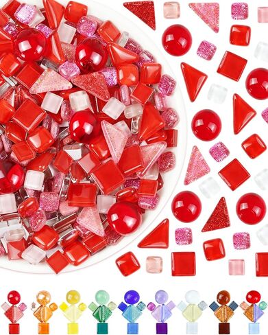 Fiveizero 420g Mosaic Philes for Harps - 280pcs مجموعات الفسيفساء الزجاجية ، الأشكال المختلطة قطع زجاجية للفن ، بلاط الفسيفساء الصغير غير المنتظم لمشاريع DIY ، الديكور المنزلي (MIX) in Kuwait