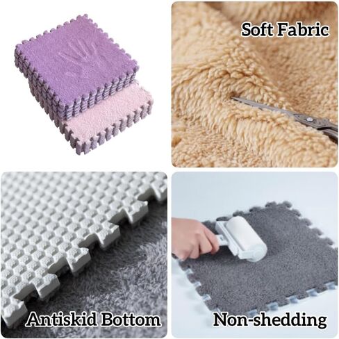 البلاط السجاد المتشابك 12pcs ، 12 "× 12" ، بلاط سجادة فوم متداخلة مع الحدود ، بلاط أرضي ، يرتدي حصيرة ، بلاط مربعات مبطنة سميكة لديكور غرفة اللعب (زرقاء فاتح+رمادي) in Kuwait
