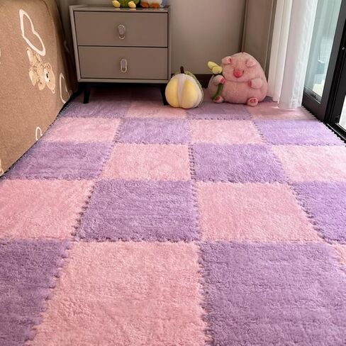 البلاط السجاد المتشابك 12pcs ، 12 "× 12" ، بلاط سجادة فوم متداخلة مع الحدود ، بلاط أرضي ، يرتدي حصيرة ، بلاط مربعات مبطنة سميكة لديكور غرفة اللعب (زرقاء فاتح+رمادي) in Kuwait