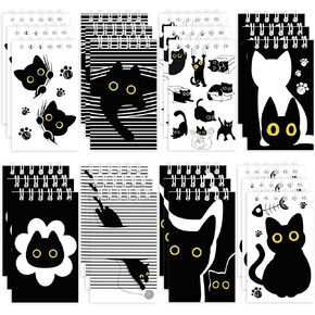 24pcs Black Cat Mini Notepads لطيف كرتون هريرة ملاحظات حلزونية مضحكة ميمي ميمي كيتي جيب المجلات مذكرات مذكرات لحفل عيد ميلاد هدية غودي كيس أكافير الفصول الدراسية ، 8 تصاميم in Kuwait