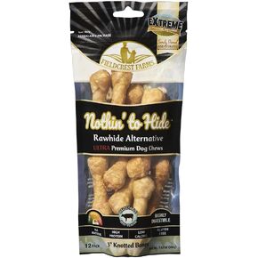مزارع فيلدكريست لا شيء لإخفاء بديل الجلود الخام الطبيعية 3 بوصات عظام معقودة للكلاب - مضغ ممتاز للكلاب سهل الهضم - عظام نهائية للكلاب الصغيرة - رائعة لصحة الأسنان 24 عظمة in Kuwait