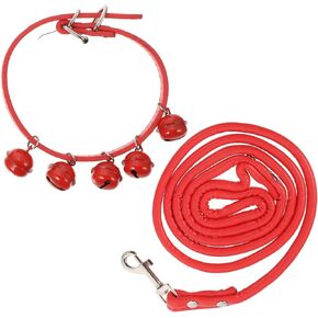 Generic Pet Dog Cat Collar Leash with Bell Red Pulling Rope Strap for Daily Walking Outdoor Sports Suitable for Puppies and Pets in Kuwait