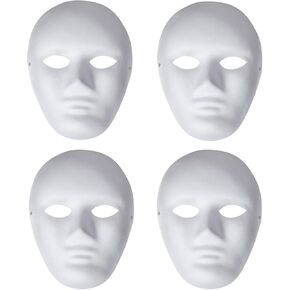 Alvogimor Blank White Paintable Mache Mask Diy Full Face Scks للمشاريع الفنية ، عيد الهالوين ، حفلات تنكرية in Kuwait