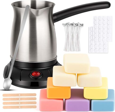 KEARLGMBH Wax Melter for Candle Making, Soy Candle Making Kit with Wax Melting Pot, DIY Candles Making Supplies Including 1lbs Soy Wax, Candle Wax Melter, Stirring Spoon, Wicks, and Centering Device in Kuwait