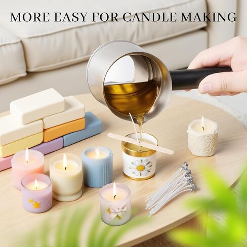 KEARLGMBH Wax Melter for Candle Making, Soy Candle Making Kit with Wax Melting Pot, DIY Candles Making Supplies Including 1lbs Soy Wax, Candle Wax Melter, Stirring Spoon, Wicks, and Centering Device in Kuwait