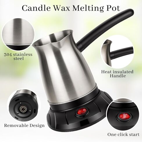 KEARLGMBH Wax Melter for Candle Making, Soy Candle Making Kit with Wax Melting Pot, DIY Candles Making Supplies Including 1lbs Soy Wax, Candle Wax Melter, Stirring Spoon, Wicks, and Centering Device in Kuwait