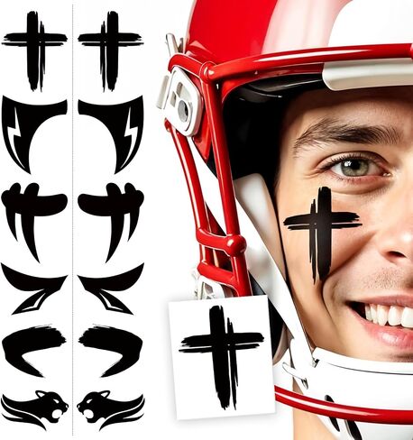 Cerlaza Football/Baseball Accessories, 48 Pairs Eye Black Stickers, Eye Black Tattoos Soccer Party Favors Supplies, Halloween/Sports Outdoors Game Day Eyeblack in Kuwait