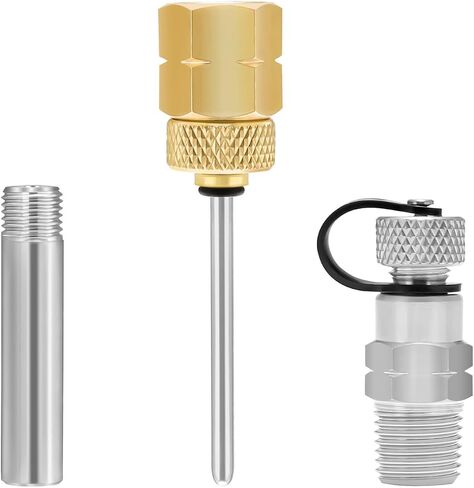 محول قياس نحاسي من Roastove 1/4 NPT أنثى، 2-1/2 OAL x 1-2/5" x 1/8" مسبار مع غمد من الفولاذ المقاوم للصدأ، مجموعة أدوات قياس الضغط in Kuwait