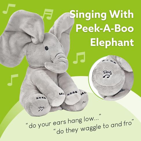 Tippi Peek a Boo Elephant Toy - تفاعل غناء فيل Teddy مع أذنين الغنطة - للأولاد أو الفتيات المولودات حديثي الولادة - لعبة Peekaboo لينة للأطفال من 0 إلى 12 شهرًا + in Saudi Arabia