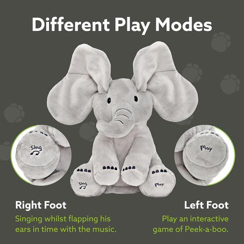 Tippi Peek a Boo Elephant Toy - تفاعل غناء فيل Teddy مع أذنين الغنطة - للأولاد أو الفتيات المولودات حديثي الولادة - لعبة Peekaboo لينة للأطفال من 0 إلى 12 شهرًا + in Saudi Arabia