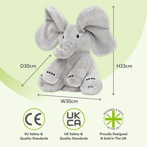 Tippi Peek a Boo Elephant Toy - تفاعل غناء فيل Teddy مع أذنين الغنطة - للأولاد أو الفتيات المولودات حديثي الولادة - لعبة Peekaboo لينة للأطفال من 0 إلى 12 شهرًا + in Saudi Arabia