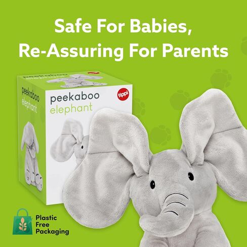 Tippi Peek a Boo Elephant Toy - تفاعل غناء فيل Teddy مع أذنين الغنطة - للأولاد أو الفتيات المولودات حديثي الولادة - لعبة Peekaboo لينة للأطفال من 0 إلى 12 شهرًا + in Saudi Arabia