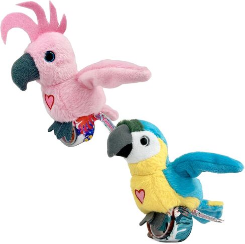 Birds 2 Pack - Cokatoo & Blue Parrot - Slap Bracelet Interactive Plush Toy Birds, They Chat-Sing-Mimic Each Other, Flap Wings, Kids 3+ in Saudi Arabia