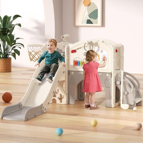 مجموعة شرائح Bierum Toddler ، 13 من بين 1 أطفال شريحة داخلية لطفل واحد إلى 3-3 ، وملعب شريحة صغيرة داخلية في الهواء الطلق مع طوق كرة السلة ، ولوحة الجولف ولوحة الرسم ، وملعب شريحة داخلية للأطفال ، والأزرق والأصفر in Kuwait