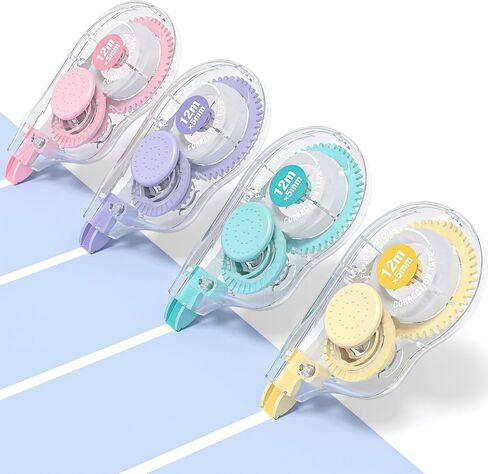 Four Candies White Correction Tape, 39.4 Feet, 4 Pack Easy to Use Applicator for Instant Corrections, Tear-Resistant, Smooth & Quick-Drying Tape for Office & School Supplies in Saudi Arabia