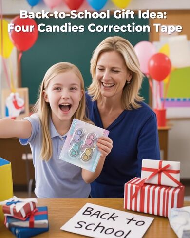 Four Candies White Correction Tape, 39.4 Feet, 4 Pack Easy to Use Applicator for Instant Corrections, Tear-Resistant, Smooth & Quick-Drying Tape for Office & School Supplies in Saudi Arabia
