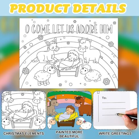 Cholemy 48 Pcs Christmas Coloring Postcards with Envelopes 5 x 7 Christian Religious Coloring Merry Christmas Greeting Cards Bible Flat Postcard Gifts for Kids Adult Xmas DIY Crafts Holiday Party in Saudi Arabia