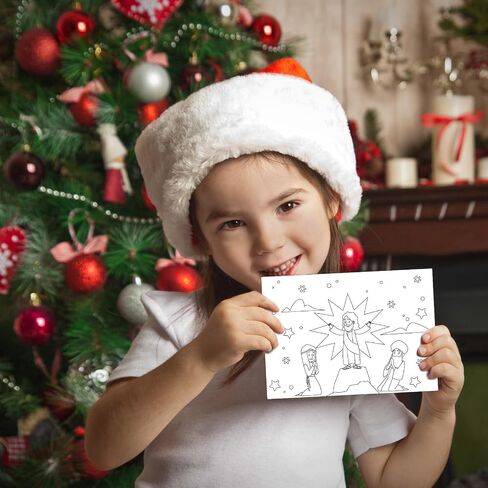 Cholemy 48 Pcs Christmas Coloring Postcards with Envelopes 5 x 7 Christian Religious Coloring Merry Christmas Greeting Cards Bible Flat Postcard Gifts for Kids Adult Xmas DIY Crafts Holiday Party in Saudi Arabia