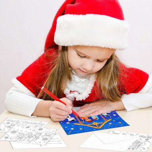 Cholemy 48 Pcs Christmas Coloring Postcards with Envelopes 5 x 7 Christian Religious Coloring Merry Christmas Greeting Cards Bible Flat Postcard Gifts for Kids Adult Xmas DIY Crafts Holiday Party in Saudi Arabia